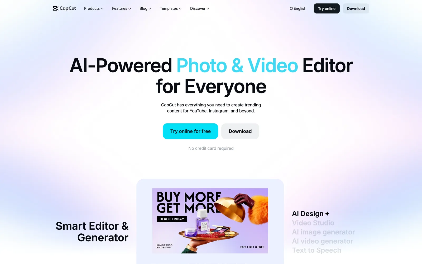 CapCut homepage