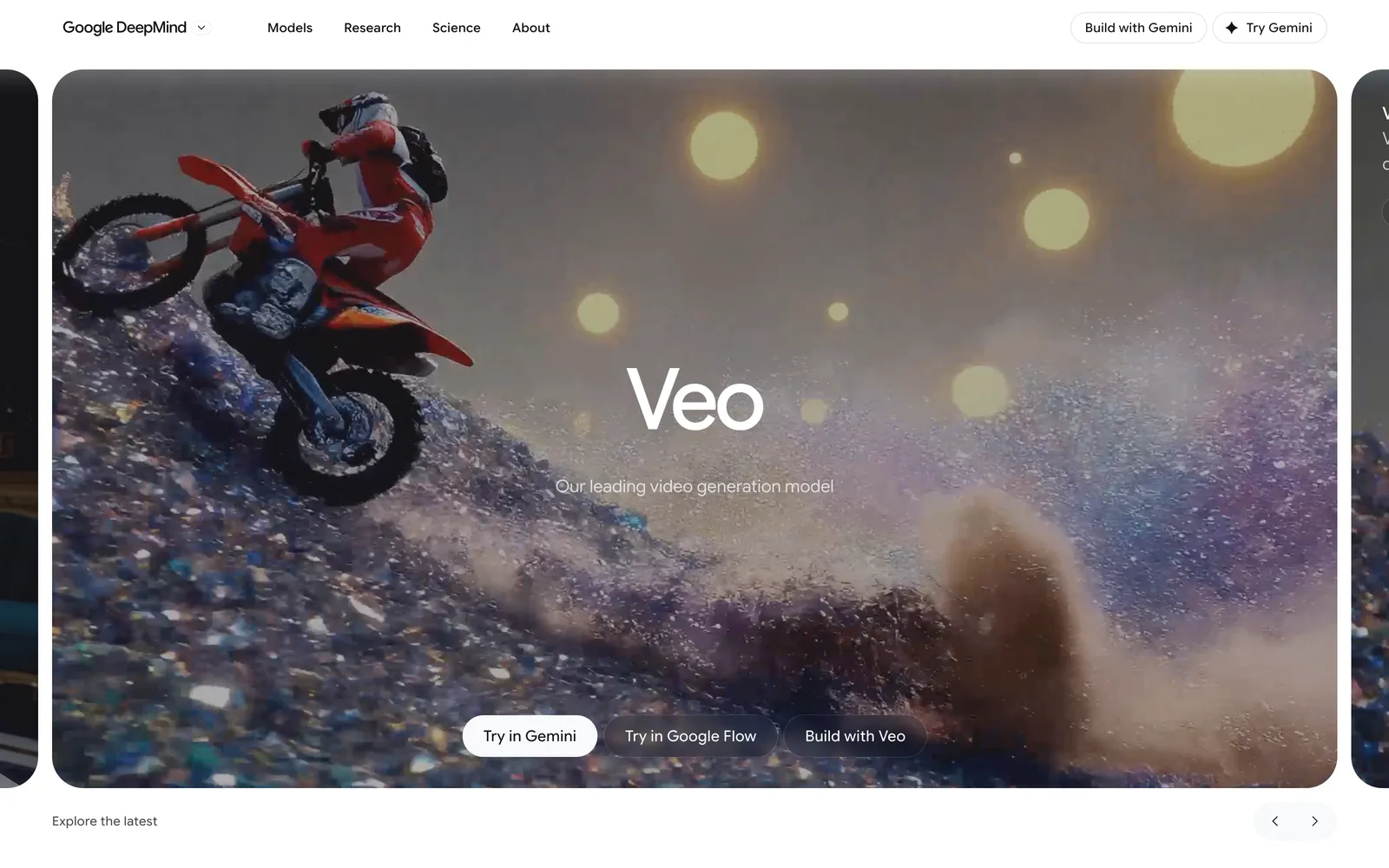 Google Veo homepage