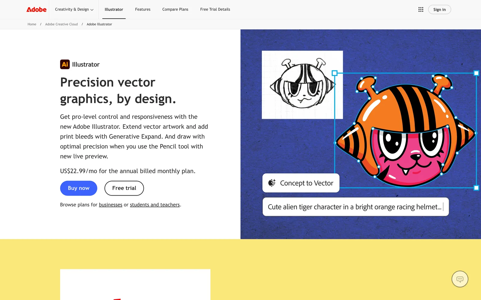 Adobe Illustrator homepage