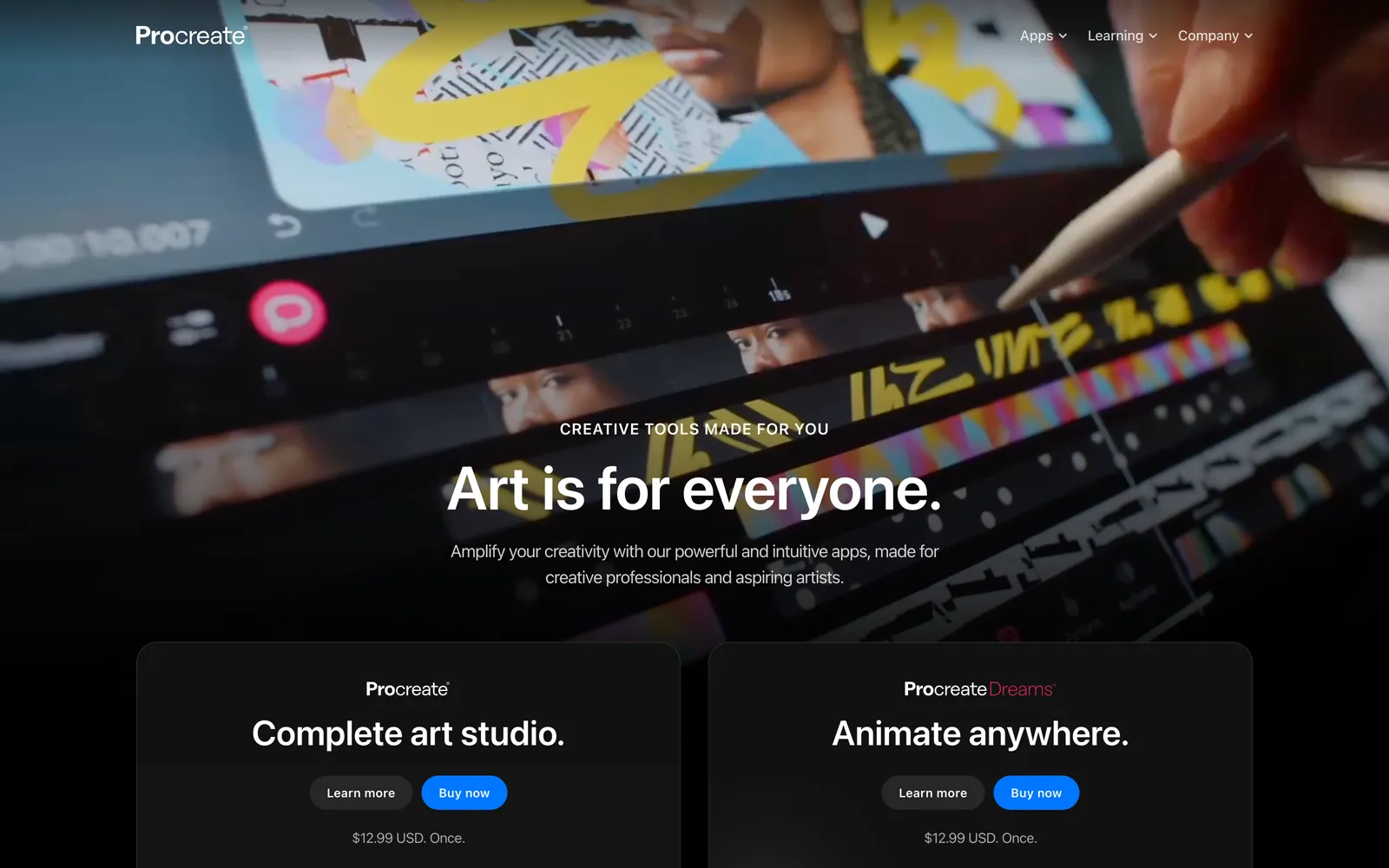 Procreate homepage