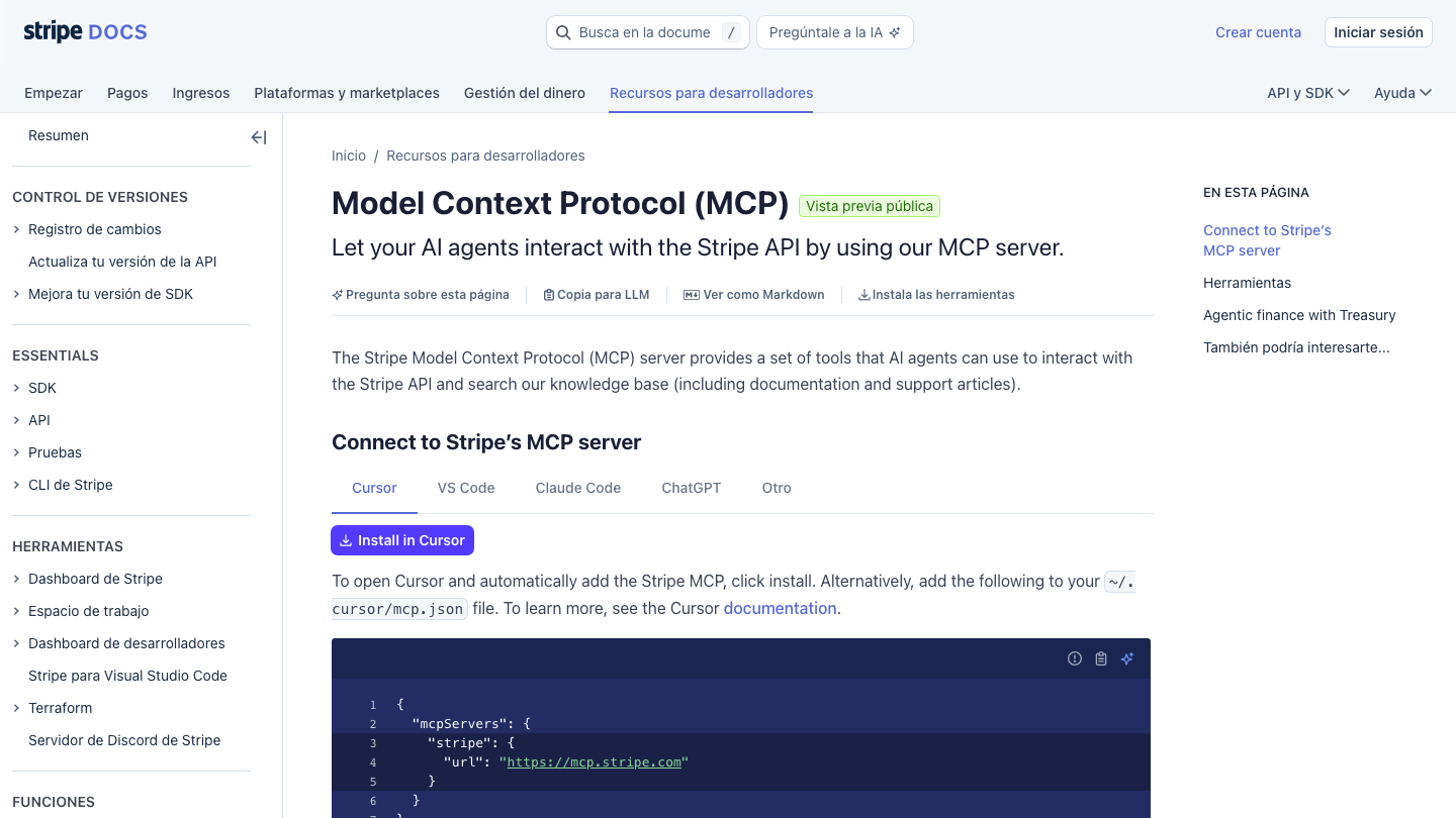 Stripe MCP screenshot
