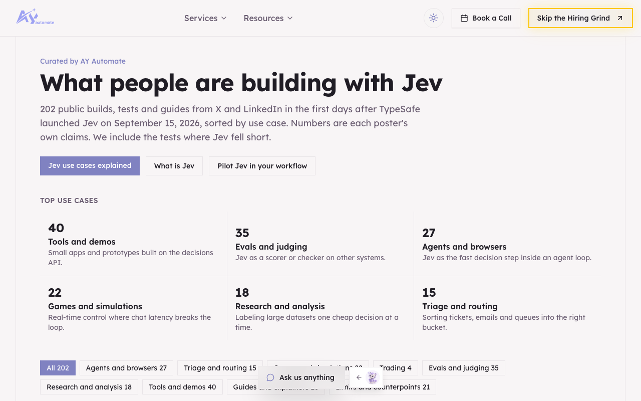 AY Automate Jev builds tracker page
