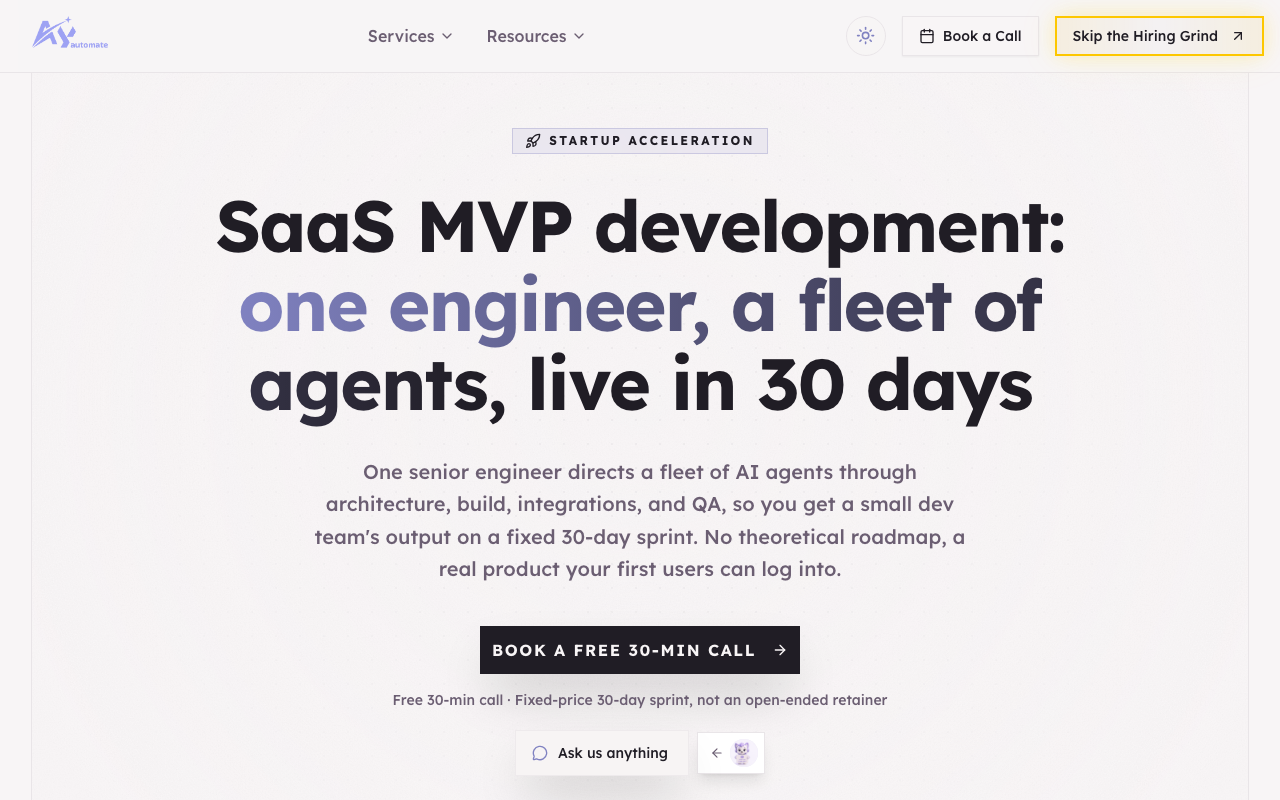 AY Automate SaaS MVP development page
