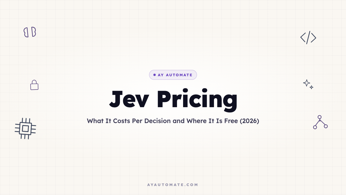 Jev Pricing (2026): Cost Per Decision, Free Window, Math