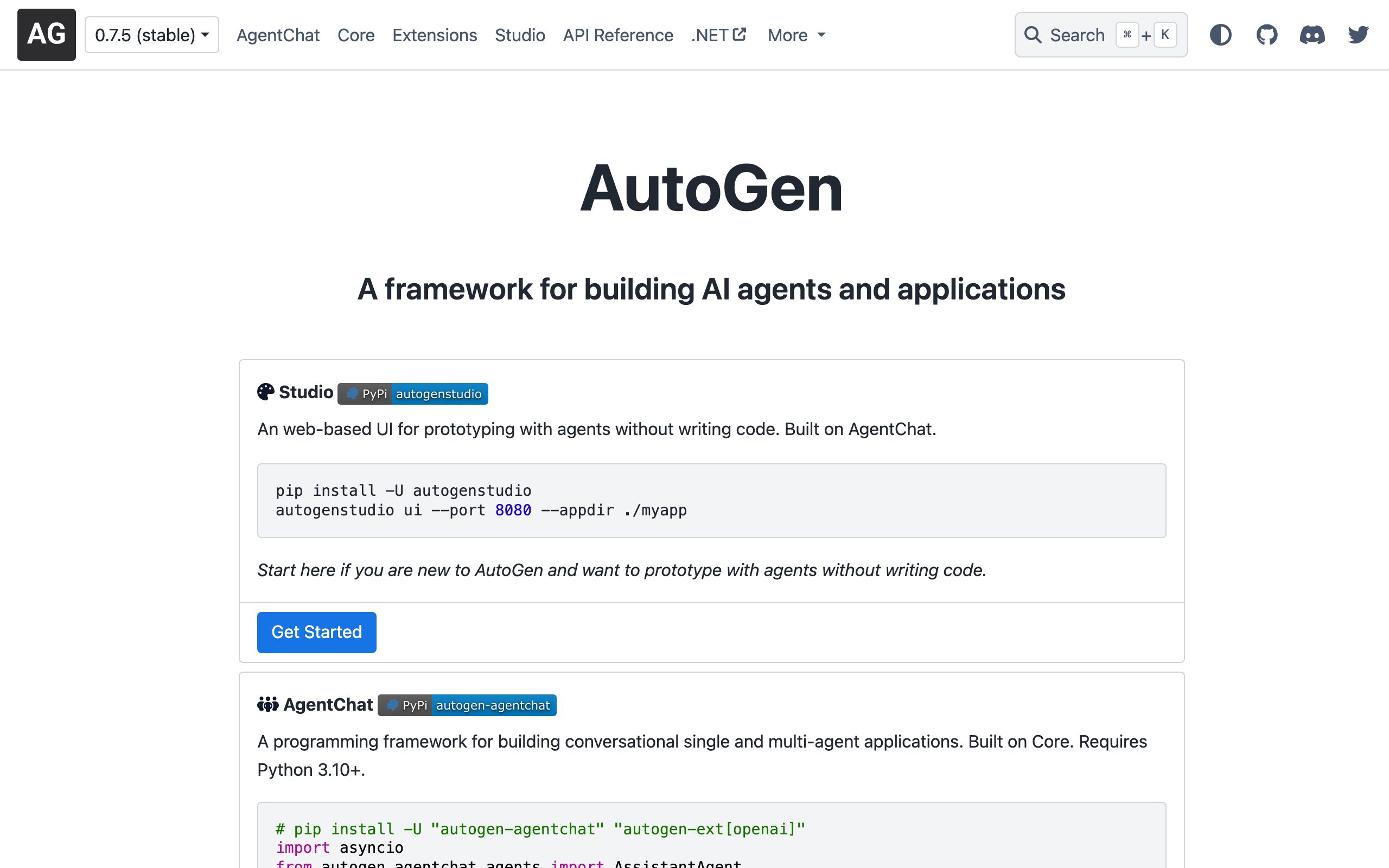 AutoGen website preview