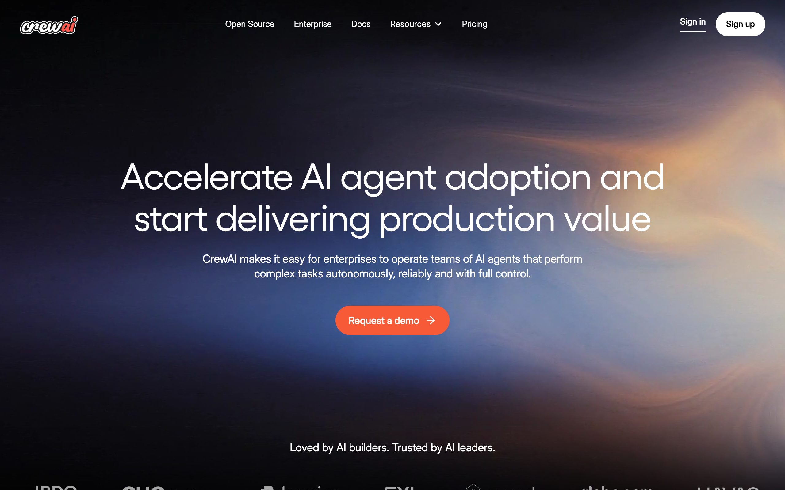 CrewAI website preview